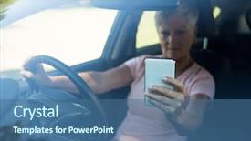  Presentation with driving - Cool new presentation design with using mobile phone while driving backdrop and a  colored foreground