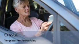  Presentation with active seniors senior e - Colorful PPT theme enhanced with using mobile phone while driving backdrop and a  colored foreground
