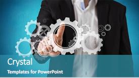  Presentation with digital image - Slide set enhanced with using old cog gear wheel background and a teal colored foreground