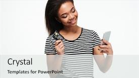  Presentation with car accident cell phone - Presentation theme having using phone and holding debit background and a white colored foreground