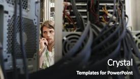  Presentation with system computer - Cool new PPT layouts with using phone surrounded by computer backdrop and a dark gray colored foreground