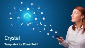  Presentation with cloud technology - Theme enhanced with using phone with cloud technology background and a ocean colored foreground