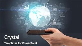  Presentation with phone - Amazing theme having using phone with multinational worldwide backdrop and a dark gray colored foreground