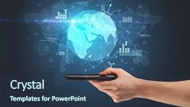  Presentation with estate - Audience pleasing PPT layouts consisting of using phone with multinational worldwide backdrop and a tawny brown colored foreground