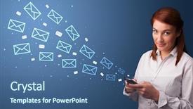  Presentation with communication - Slide deck with using phone with online communication background and a ocean colored foreground