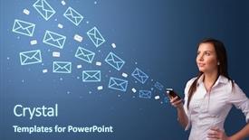  Presentation with communication non violonte - Beautiful slide set featuring using phone with online communication backdrop and a ocean colored foreground