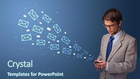  Presentation with understanding communication - Presentation having using phone with online communication background and a  colored foreground