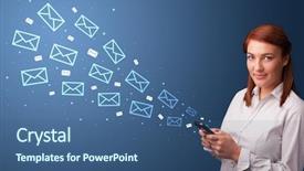  Presentation with communication - Slide set enhanced with using phone with online communication background and a ocean colored foreground