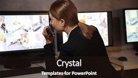  Presentation with female security - Presentation theme with using radio transmitter in surveillance background and a wine colored foreground