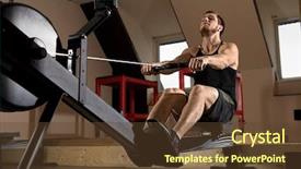  Presentation with rowing - PPT theme having using rowing machine at function background and a tawny brown colored foreground
