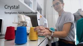  Presentation with sewing machine - Slide deck having  background and a  colored foreground