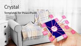  Presentation with smart home automation system - PPT theme having using smart home app background and a  colored foreground