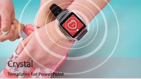  Presentation with smart - Beautiful presentation theme featuring using smart watch against digital backdrop and a coral colored foreground
