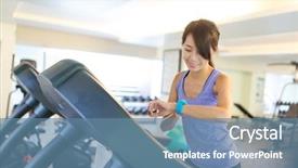  Presentation with running treadmill - Amazing PPT theme having using smart watch and running backdrop and a  colored foreground