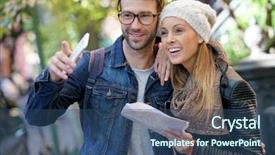  Presentation with new york city - Audience pleasing theme consisting of using smartphone and city map backdrop and a ocean colored foreground