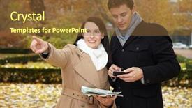  Presentation with city line map - Beautiful presentation theme featuring using smartphone and city map backdrop and a tawny brown colored foreground