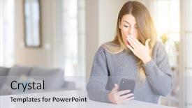  Presentation with smartphone - Beautiful slides featuring using smartphone at home cover backdrop and a light gray colored foreground