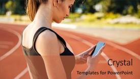  Presentation with amsterdam historical beautiful view - Colorful theme enhanced with using smartphone on outdoor stadium backdrop and a red colored foreground