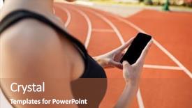  Presentation with stadium - PPT layouts consisting of using smartphone on outdoor stadium background and a red colored foreground