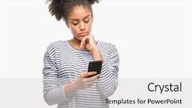  Presentation with native american dream cather - Beautiful PPT theme featuring using smartphone over isolated background backdrop and a light gray colored foreground