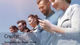  Presentation with smartphones - Beautiful PPT layouts featuring using smartphones to search network backdrop and a seafoam green colored foreground