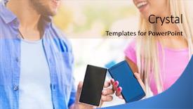  Presentation with files - Presentation theme having using smartphones to share file background and a  colored foreground