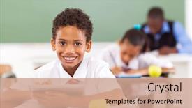  Presentation with compute - Slide deck featuring using tablet compute in classroom background and a coral colored foreground