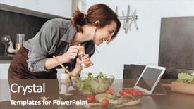  Presentation with computer vision and image processing - Cool new presentation design with using tablet computer and cooking backdrop and a violet colored foreground