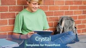  Presentation with teen - PPT theme with using tablet computer in school background and a ocean colored foreground