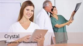  Presentation with editable of computer memory - Presentation theme consisting of using tablet computer with medial background and a coral colored foreground