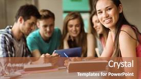  Presentation with teamwork school - Beautiful theme featuring using tablet pc after school backdrop and a  colored foreground