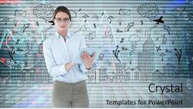  Presentation with tablet - Theme with using tablet pc against stock background and a  colored foreground