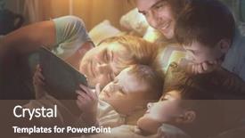  Presentation with moving for kids - Presentation theme featuring using tablet pc at night background and a violet colored foreground