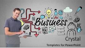  Presentation with digital image - Presentation consisting of using tablet pc by icon background and a light gray colored foreground