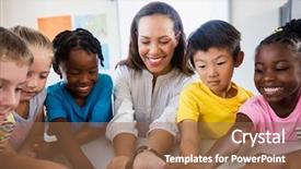  Presentation with table in a classroom cheating - Amazing PPT theme having using tablet pc in classroom backdrop and a coral colored foreground