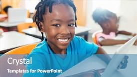  Presentation with technology and career day and elementary school - Colorful slide deck enhanced with using tablet pc in classroom backdrop and a  colored foreground