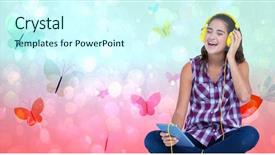  Presentation with tabla music - Slide set with using tablet pc over butterfly background and a cool aqua colored foreground