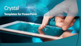  Presentation with tablet - Audience pleasing slide deck consisting of using tablet with multinational worldwide backdrop and a  colored foreground