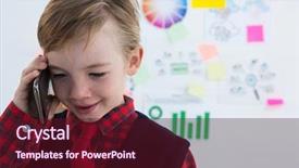  Presentation with executive business negotiation skills - Presentation theme with using talking on mobile phone background and a  colored foreground