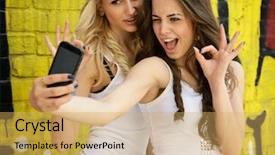  Presentation with smart - Beautiful PPT theme featuring using videos - happy attractive girls with smart backdrop and a yellow colored foreground