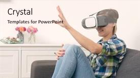  Presentation with google - Amazing slide deck having using virtual reality headset glasses backdrop and a  colored foreground