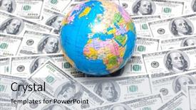  Presentation with bank - Presentation theme with usmap - globe over many american dollar background and a light blue colored foreground