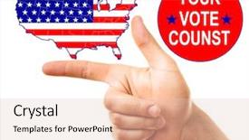  Presentation with vote - Slides consisting of usmap - pointing hand and text your background and a lemonade colored foreground