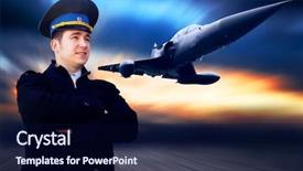 Presentation with pilot - PPT theme having usnavy - pilot and military airplan background and a navy blue colored foreground
