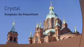  Presentation with virgin mary - PPT theme having uspenski-cathedral-is-an-eastern background and a teal colored foreground