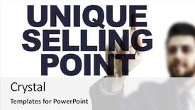  Presentation with usps business - PPT theme consisting of usps - business man pointing the text background and a white colored foreground