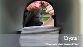  Presentation with mail - Slides with chicago downtown aerial view at dusk with skyscrapers and city skyline at michigan lakefront background and a dark gray colored foreground