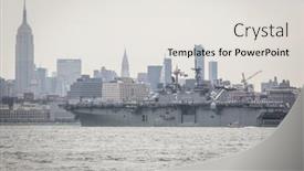  Presentation with empire state building - Cool new PPT theme with uss-kearsarge-lhd-3-passes backdrop and a light gray colored foreground