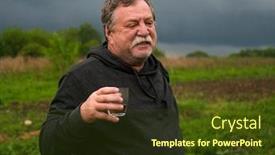  Presentation with elderly - Presentation theme enhanced with ussia-drunk-elderly-mustachioed-man background and a tawny brown colored foreground