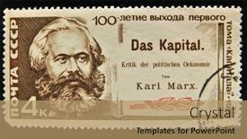  Presentation with karl marx - Beautiful presentation design featuring ussr-circa-1980s-a-stamp backdrop and a coral colored foreground